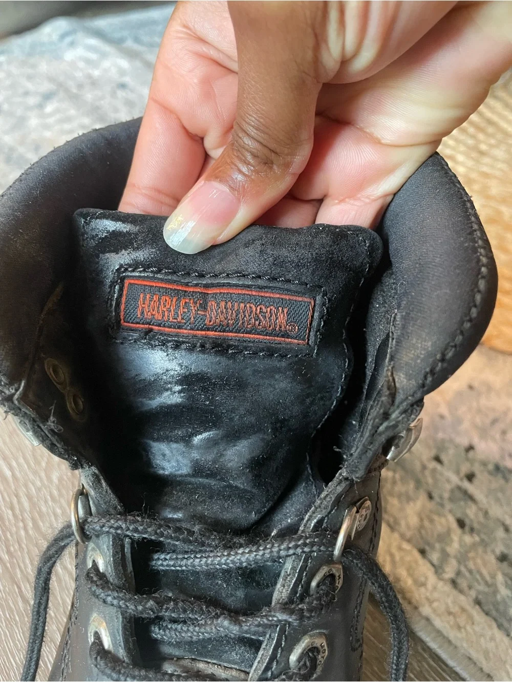 Harley Davidson Badlands black leather motorcycle boots